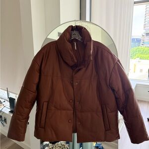 Free People Chocolate Brown Puffer Jacket